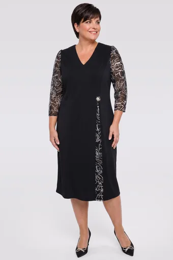 copia di copia di Abito blu navy con maniche in chiffon e una piccola fantasia