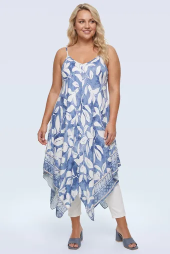 copia di Tunica senza spalline con stampa floreale blu navy e marrone.