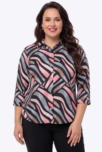 Blusa beige con motivi chiari