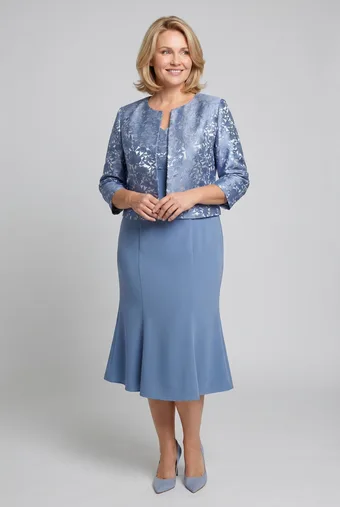 Completo blu con fantasia floreale