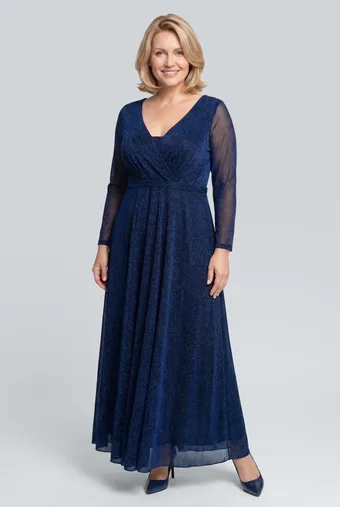abito lungo blu navy lucido