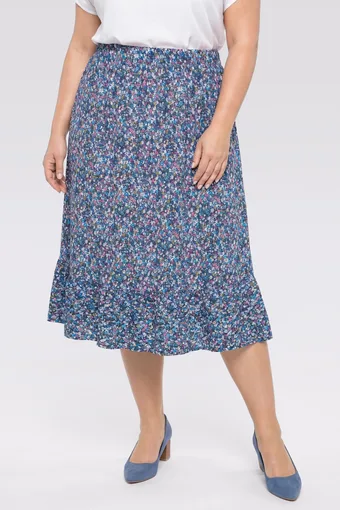 copia di Gonna blu navy con fiori rossi