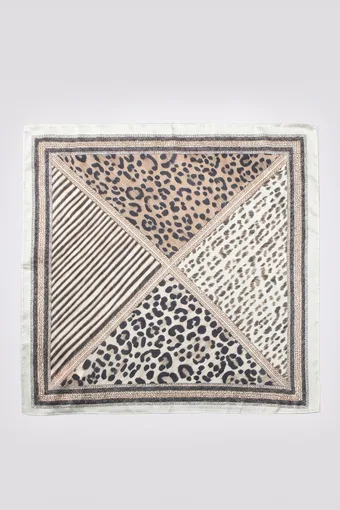copia di copia di copia di copia di copia di foulard beige con motivo a pois neri