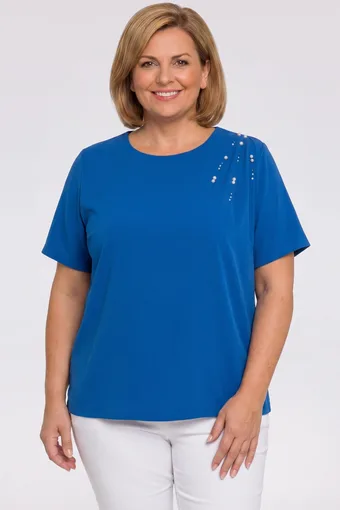 copia di copia di copia di Camicetta bianca con motivo blu navy