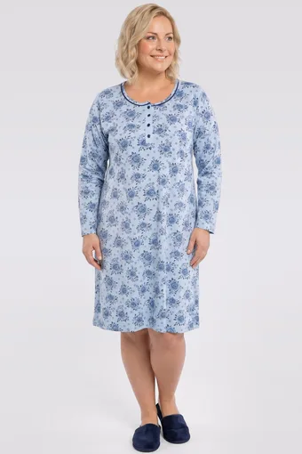 camicia da notte viola con tulipani rosa