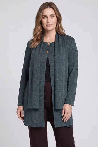 cardigan verde con chiusura a due bottoni
