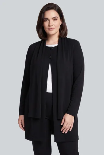 cardigan nero con chiusura a due bottoni