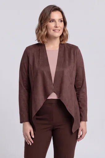 Mantella marrone in finta pelle cardigan