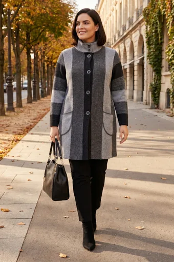 cappotto a cinture grigie e grafite