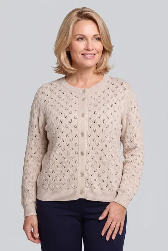 maglione beige in lana con bottoni