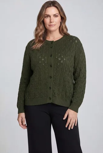 maglione in lana color kaki con bottoni