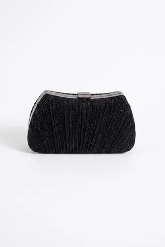 pochette nera con tessuto arricciato