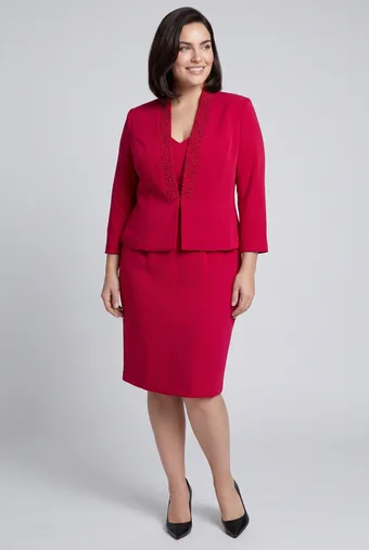 Completo fucsia con scollo a perla