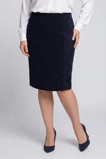 Gonna blu navy con applicazioni in pizzo
