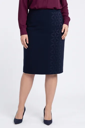 Gonna blu navy con fiori in rilievo