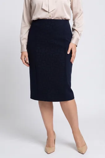 Gonna blu navy con motivo a mosaico in rilievo.