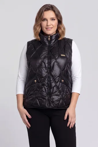 gilet trapuntato nero con motivo a rombi