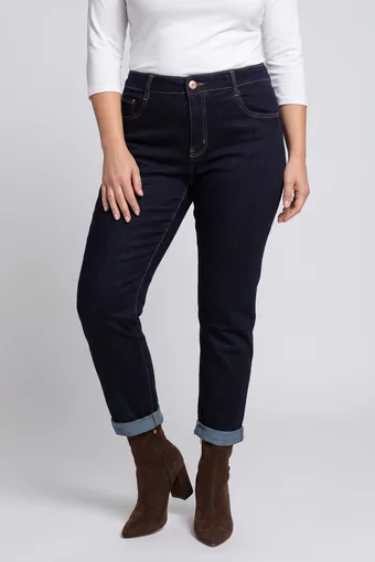 jeans blu scuro con cintura
