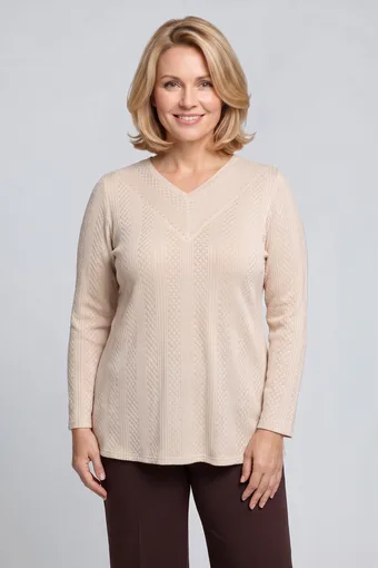 Tunica beige con trama verticale