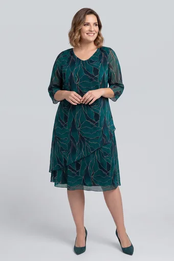 Abito con motivi verdi e blu navy
