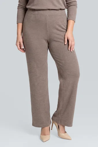 Pantaloni beige a coste con elastico in vita