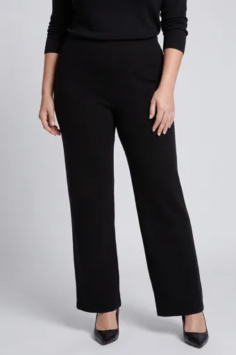 Pantaloni neri a coste con elastico in vita