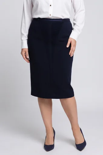 Gonna blu navy con inserto plissettato