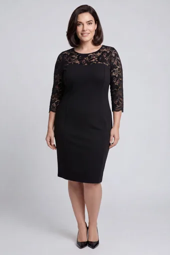 Abito nero con scollo in pizzo