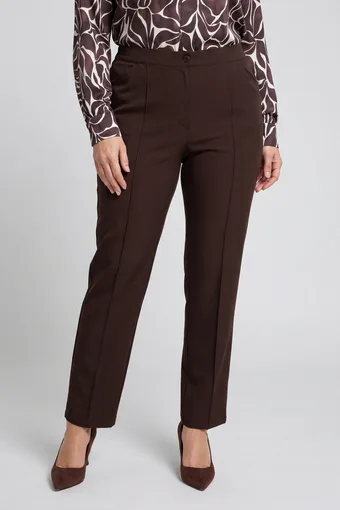 pantaloni eleganti marrone scuro con pieghe